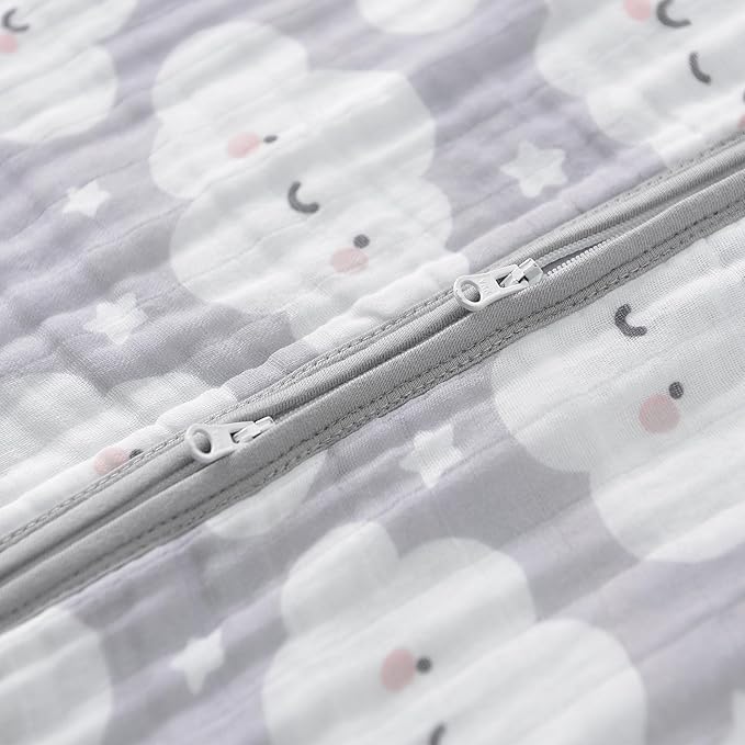 Baby Sleep Sack 2-4 T Baby Wearable Blanket 100% Organic Cotton 0.5 TOG Toddler Sleep Sacks 2- Way Zipper Soft 4 Layers 2T 3T 4T Cloud-CubbioJoy