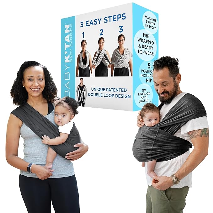 Active Yoga Baby K'tan Baby Carrier Wrap: #1 Easy Pre-Wrapped Baby Sling | Soft Yoga Fabric | UVA/UVB Infant Sun Protection | Breathable Quick Drying | Newborn to Toddler up to 35lb (See Size Chart)-CubbioJoy
