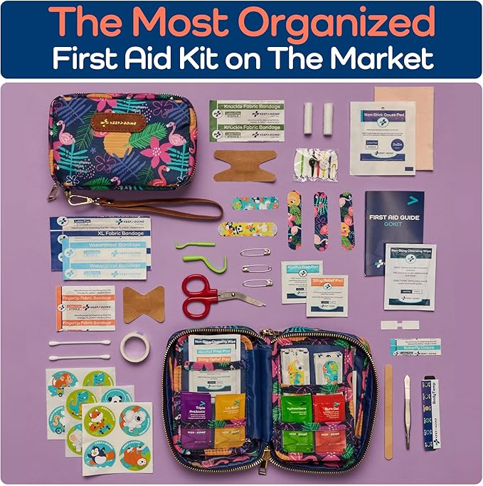 KeepGoing Travel First Aid Kit for Kids – 130 Pc. for Car, Home, Purse, Diaper Bag & Backpack with Latex-Free Bandages - Mini First Aid Kit Travel Size TSA-Approved-CubbioJoy