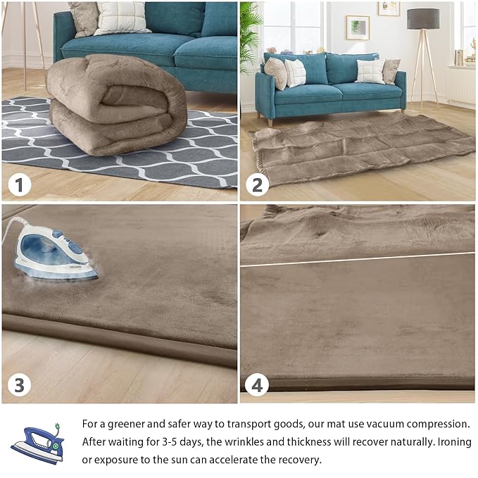 Baby Play Mat for Floor Tummy Time Mat Nursery Muscle Area Playroom Rug Tatami 79"x118" Memory Foam 1.3" Thick Crawling For Babies,Toddlers, Infants, Kids,Floor(Brown)-CubbioJoy