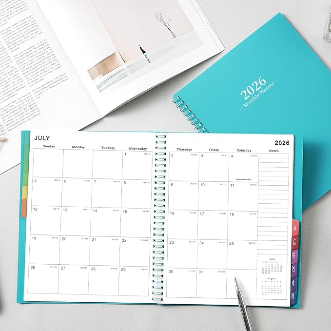 2026 Monthly Planner/Calendar - 2026 Planner, JAN 2026-DEC 2026, 12-Month Planner with Colorful Tabs, 2026 Calendar Planner for Daily Organizing - Waterproof Cover (8" x10", Monthly Pages & Notes, Blue)-CubbioJoy