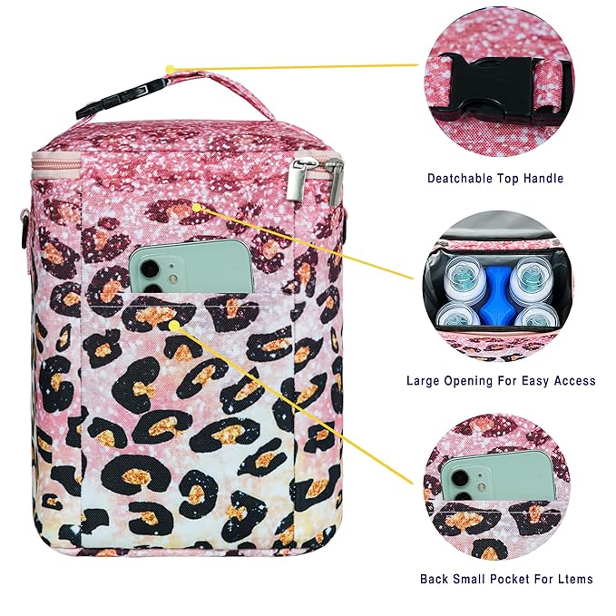 Breastmilk Cooler Bag with Ice Pack Fits 4 Bottles Up to 9 Ounce - Insulated Baby Bottle Cooler on The Go with Strap for Nursing Mom, Daycare or Travel-CubbioJoy