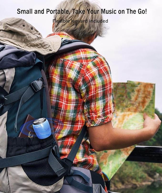 comiso Small Bluetooth Speaker, IPX7 Waterproof Speaker with Robust Bass and Stereo Sound, Wireless Speakers with Hands-Free Call, Portable Speakers for Hiking, Car or Trip, Ideal Gift for Men, Women-CubbioJoy