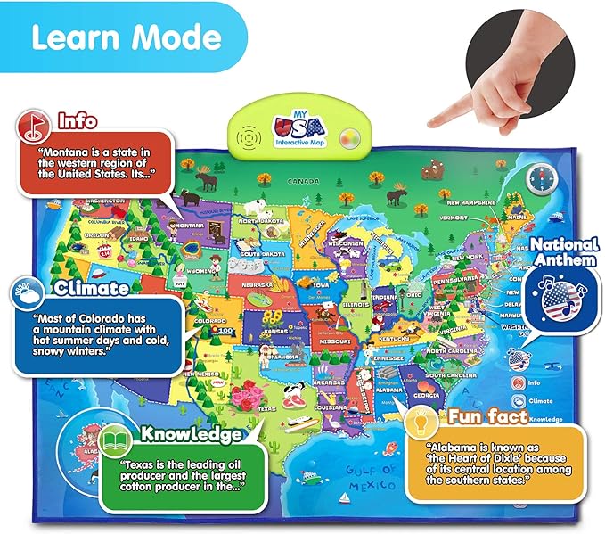 BEST LEARNING i-Poster My USA Interactive Map - Educational Talking Toy for Kids of Ages 5 to 12 Years Old-CubbioJoy