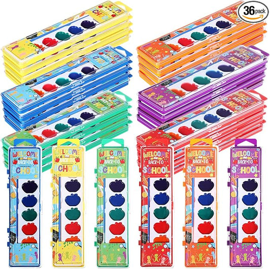 36 Pcs Apple Style Watercolor Painting Set for Kids 8 Washable Colors with Brush Watercolor Painting Set Gift Party Supplies Back to School Party Gift Exchange-CubbioJoy