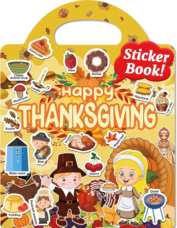 Benresive Reusable Sticker Books for Kids 2-4, Sticker Books for Toddlers 1-3 2-4, Toddler Travel Toys Activities Crafts Gifts - Thanksgiving-CubbioJoy
