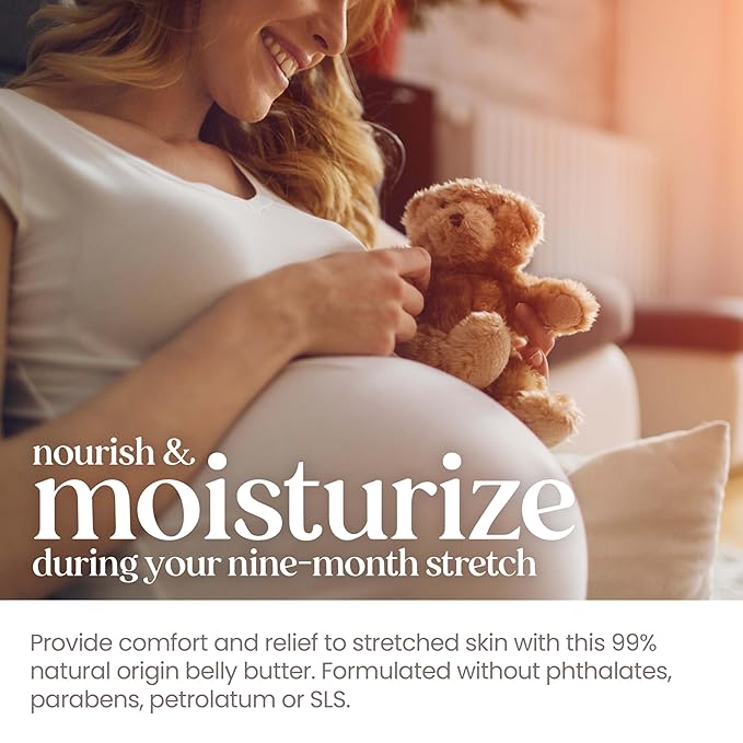 Burt's Bees Mama Belly Butter Stretch Mark Cream for Pregnancy Massages Body & Reduces Scar Appearance, Prenatal & Postnatal Tummy Skin Care, Shea Butter & Vitamin E Rich Formula, 6.5 Oz Tub-CubbioJoy