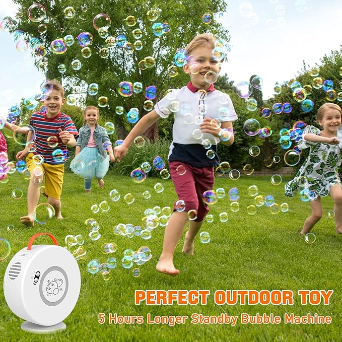 Bubble Machine Automatic Bubble Blower for Kids Toddlers Rechargeable Battery Portable Bubble Maker Electric Bubble Machine Auto Rotating 90°/360° Outdoor Toy for Birthday Party Wedding-CubbioJoy