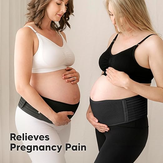 KeaBabies Maternity Belly Bands for Pregnant Women - Soft & Breathable Pregnancy Belly Support Band, Adjustable Maternity Belt for Back, Pelvic Support, Comfortable, Easy to Use (Midnight Black, M/L)-CubbioJoy