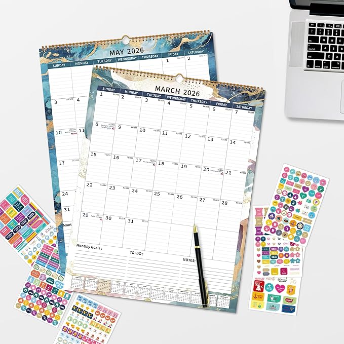 2025 Calendar, Wall Calendar 2025-2026 (17"x22") with Lines, Monthly Calendar from Jul 2025 to Dec 2026, 18 Month Vertical Large Monthly Family Calendar 2026 for Wall, Calendario 2026-CubbioJoy