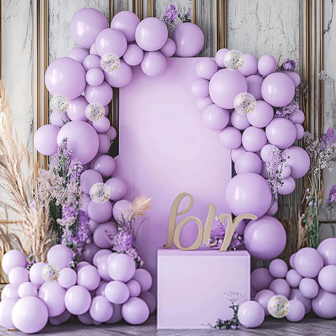 JOYIN 150 Pcs Pastel Purple Balloons, Different Sizes 18 12 10 5 Inch Pastel Purple Latex Balloon Arch Kit with Instruction for Birthday Party Graduation Wedding Holiday Decoration-CubbioJoy