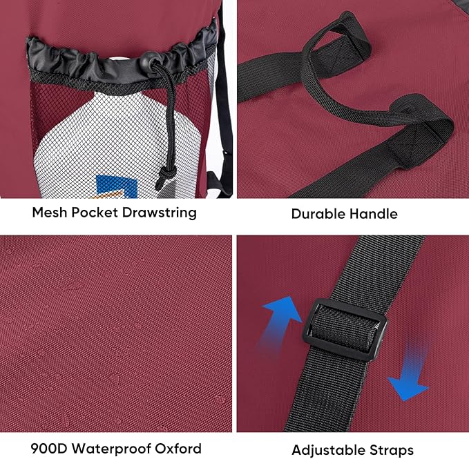 BALEINE 150L Laundry Bag Backpack, 900D Oxford Fabric Large Travel Laundry Bags with Shoulder Straps and 2 Mesh Pockets for College Dorm, Apartment, Laundromat (Red, 150L) ﻿-CubbioJoy