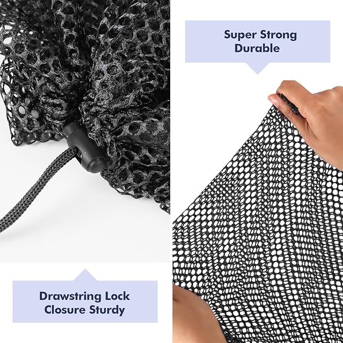 3Pcs Mesh Laundry Bags Washing Machine Mesh Wash Bags Jumbo for Delicates Clothes,Bed Linen,Toys with Drawstring Closure Sturdy (Black, Jumbo 3 pcs)-CubbioJoy