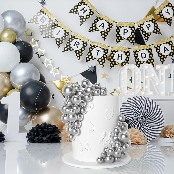 75 Pieces Silver Cake Balls Topper Decorations Foam Cupcake Topper Mini Balloon Cake Topper Picks for Cake Deco Birthday Party Wedding-CubbioJoy