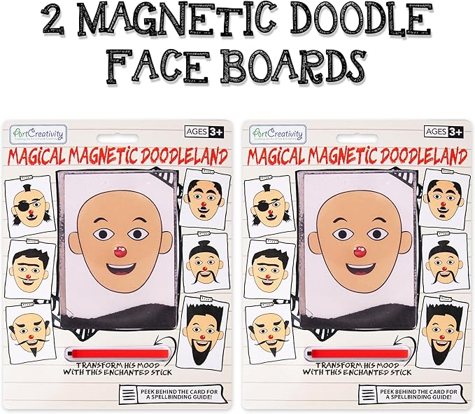 ArtCreativity Magnetic Drawing Face - 2 Pack - Travel Toys for Kids, Magnetic Toys Game, Magnet Drawing Doodle Board for Kids - Retro Toy, Vintage Toy, Travel Essentials Games for Ages 3+-CubbioJoy