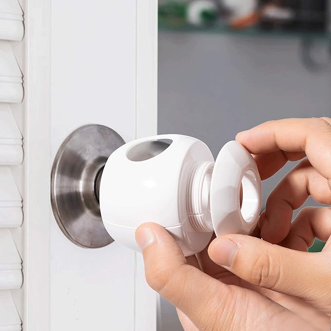 Door Knob Safety Cover for Kids - 5 Pack - Baby Proof Door Knob Covers - Door Locks for Kids Safety Child Proof - White-CubbioJoy