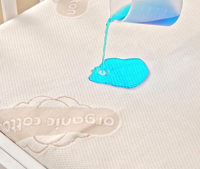 Crib Organic Mattress Protector Pad - Certified Organic Cotton Waterproof Breathable Mattress Pad Cover - 250 GSM Comfort - Deep Pocket - Fitted Comfort-CubbioJoy