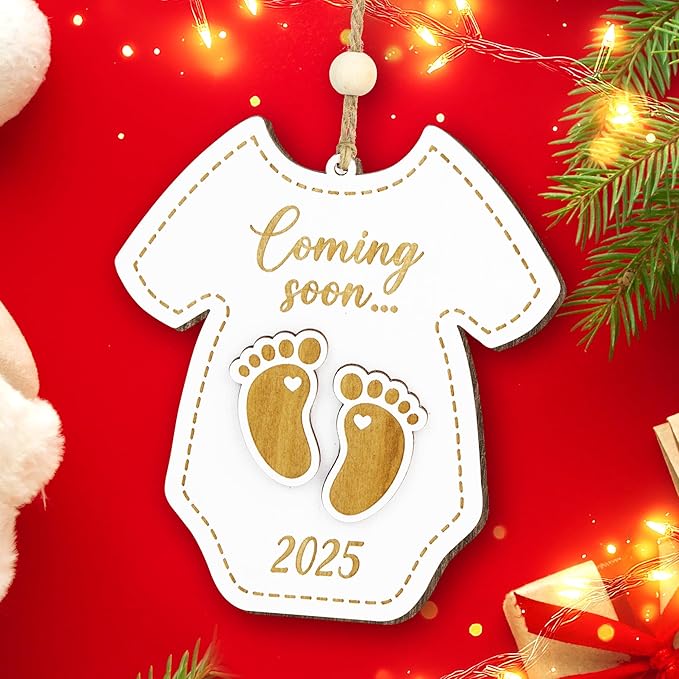 Christmas Pregnancy Announcement Ornament - New Baby Coming Soon 2025 Ornaments, Pregnant Christmas Ornament 2024 for Husband Mom, Expecting Parents to Be Gifts Baby Announcement Ideas-CubbioJoy
