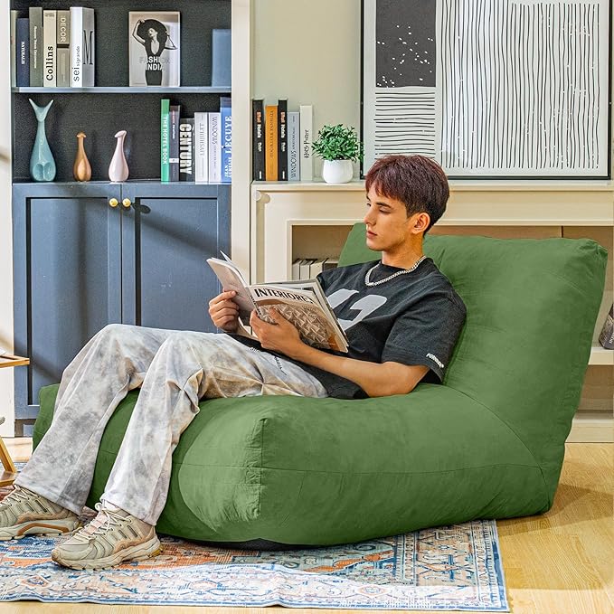 Bean Bag Chair Lazy Bean Bag Sofa, Floor Beanbag Chairs with Stuffed High-Density Foam, Memory Foam Bean Bag Sofa for Living Room, Bedroom and Office-CubbioJoy