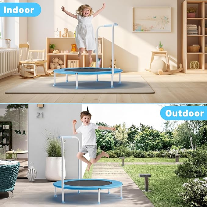 36" Mini Trampoline for Toddlers Ages 1–6 – Foldable Indoor/Outdoor Kids Rebounder with Foam Handle & Safety Padded Cover-CubbioJoy