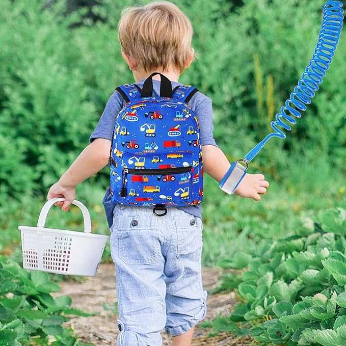 Accmor Toddler Backpack Harness Leash, Mini Baby Walking Backpacks with Anti Lost Wrist Link, Cute Truck Kids Back Pack Harnesses Leashes Tether for 1-3 Yeas Boys Outdoor Travel-CubbioJoy