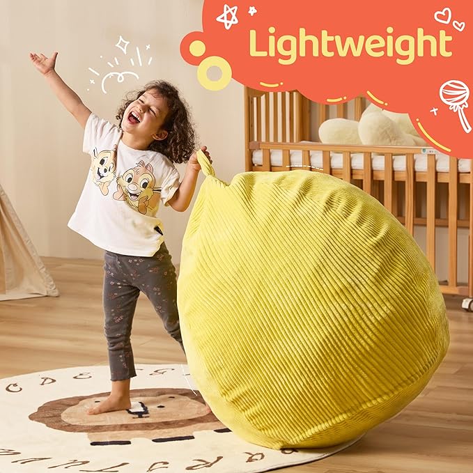 Bean Bag Chairs Teardrop Bean Bag Chair Beanbag Chair with Memory Foam Filled Machine Washable Cover for Living Room, Bedroom (Small,Yellow)-CubbioJoy