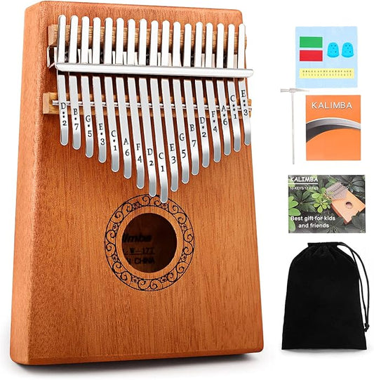 Kalimba Thumb Piano,YUNDIE Portable 17 Keys Mbira Finger Piano with Tune Hammer and Study Instruction,Musical Instruments Birthday Gift for Kid Adult Beginners Professional(Brown)-CubbioJoy