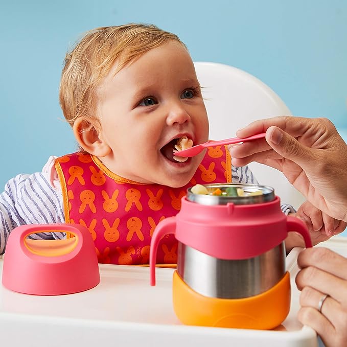 b.box Insulated Food Jar with Spork for Toddlers | Easy Open Container | Stainless Steel, 5hrs + of perfect temperatures | Dishwasher safe, BPA Free (Indigo Rose, 11 oz)-CubbioJoy