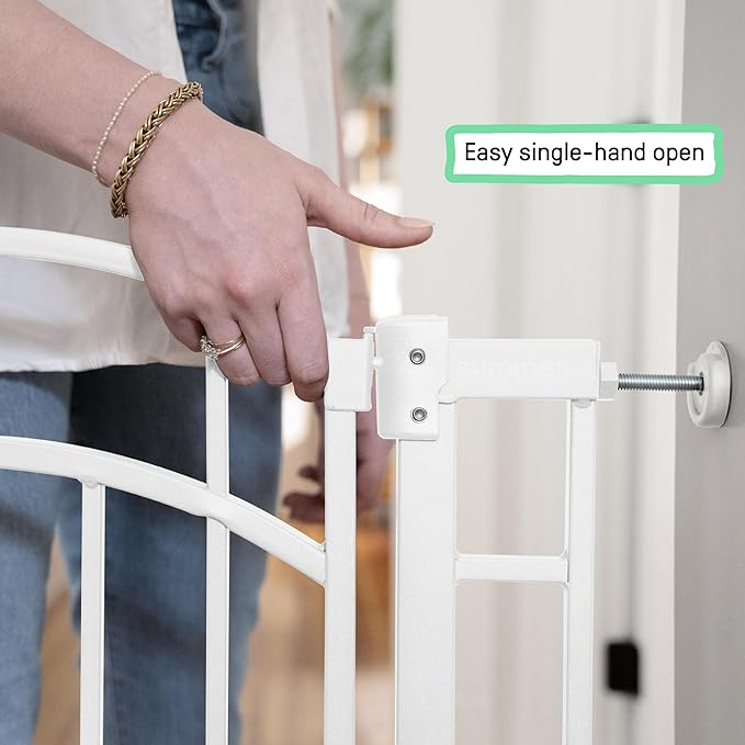 Ingenuity Decorative Extra Tall Baby Gate & Dog Gate, 28.5"-48" Wide, 36" Tall, Hardware or Pressure Mounted, Install on Top or Bottom of Stairs, Banister, or Doorway - White-CubbioJoy