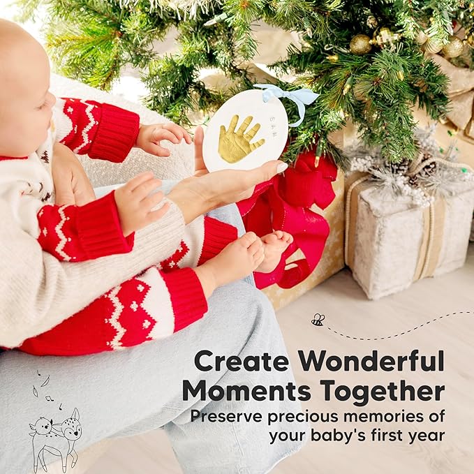 Baby Hand and Footprint Kit Girls, Boys - Personalized Baby Footprint Ornament Kit, Newborn Keepsake Gifts for New Mom, Easy to Use Handprint Makers, Cute Shower Gifts (Multi-Colored)-CubbioJoy