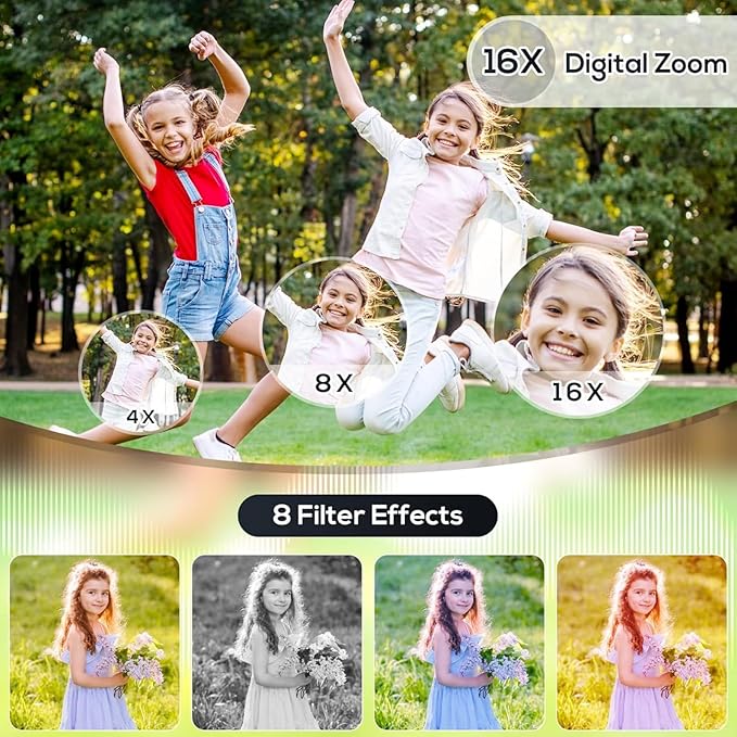 Digital Camera for Kids, WITYEAH 48MP FHD 1080P Point and Shoot Digital Cameras with 16X Zoom Anti-Shake, Compact Portable Cameras for Photography, for Boys Girls Teens Beginners,White-CubbioJoy