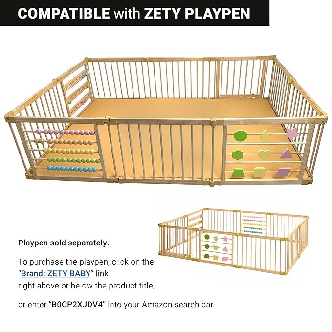 Compatible Baby Play Mat - PU Leather, Foam - Waterproof, Easy to Clean - Plush, High Density Foam - 1.5" Thick - 24" Wide - Colored, Beige - 10-Panel-CubbioJoy