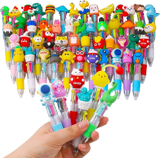 50Pcs Mini Multicolor Pens in One 4-in-1 Cute Pens Bulk for Kids, Ballpoint Pen for Birthdays and Children's Parties, Fun Pen Gifts Assorted Ink Kawaii Pen-CubbioJoy
