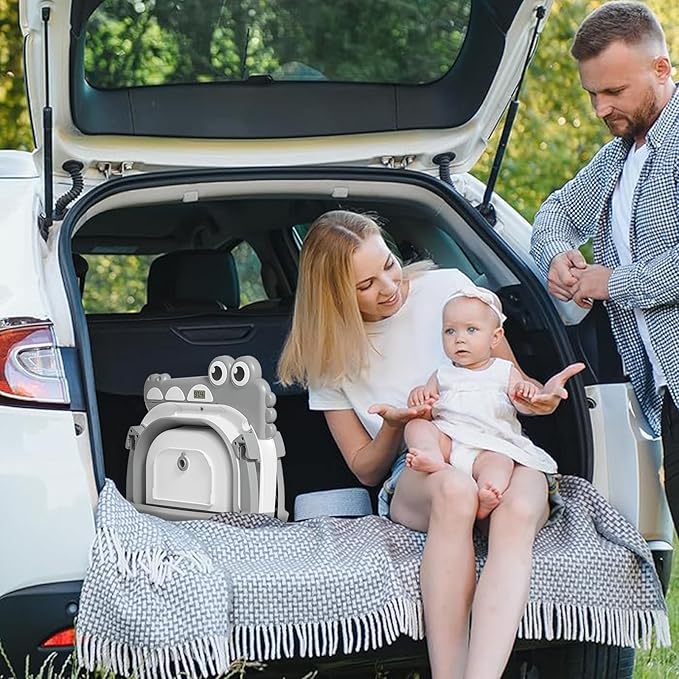 Collapsible Baby Bathtub for Newborn, Foldable Baby Bath Tub with Thermometer & Soft Floating Cushion & Drain Hole, Portable Travel Infant Bath Tubs for Newborns to Toddlers 0-36 Months Boys, Grey-CubbioJoy