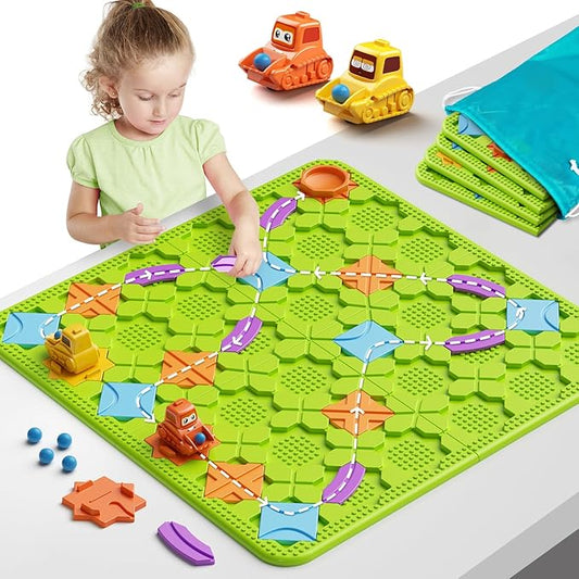 Brain Stem Activity Logic Kits, Board Teaser Games & Puzzles Toys with 200+ Challenges, 4 Difficulty Levels for Kids Ages 3-10, Educational Learning Maze Games for Toddlers-CubbioJoy