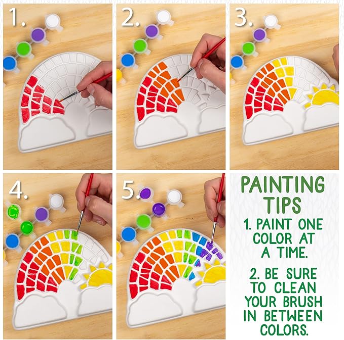Creative Roots Paint Your Own Rainbow Stepping Stone Craft Kits for Kids, Ceramics to Paint, Ages 6+-CubbioJoy