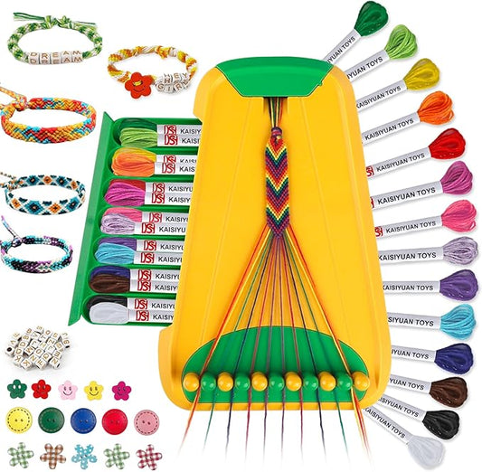 Arts and Crafts for Kids Ages 8-12,Friendship Bracelet Making Kit for Girl,Kids Jewelry Making Kit with 28 Pre-Cut Threads,Christmas Birthday Gifts for Ages 6 7 8 9 10 11 12 Year Old Green-CubbioJoy