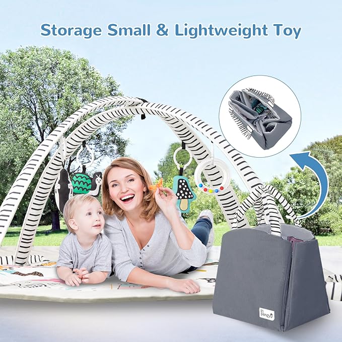 Baby Play Mat Tummy Time Mat with Exclusive Foldable Design, Stage-Based Skill Development Activity Gym, Machine Washable Baby Play Mats for Floor with Gift Package (Zebra)-CubbioJoy