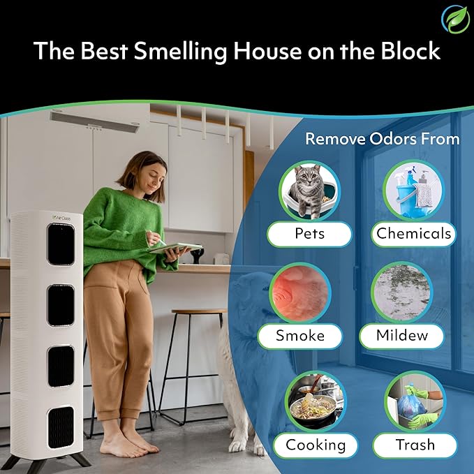 Air Oasis iAdapt 2.0 H13 HEPA Filter Air Purifier | Reduces Up To 99% of Viruses, Mold, Dust, Smoke, Pollen & Odors | Whisper Quiet Operation |WiFi Compatible | 5,474 Sq Ft of Clean Air-CubbioJoy