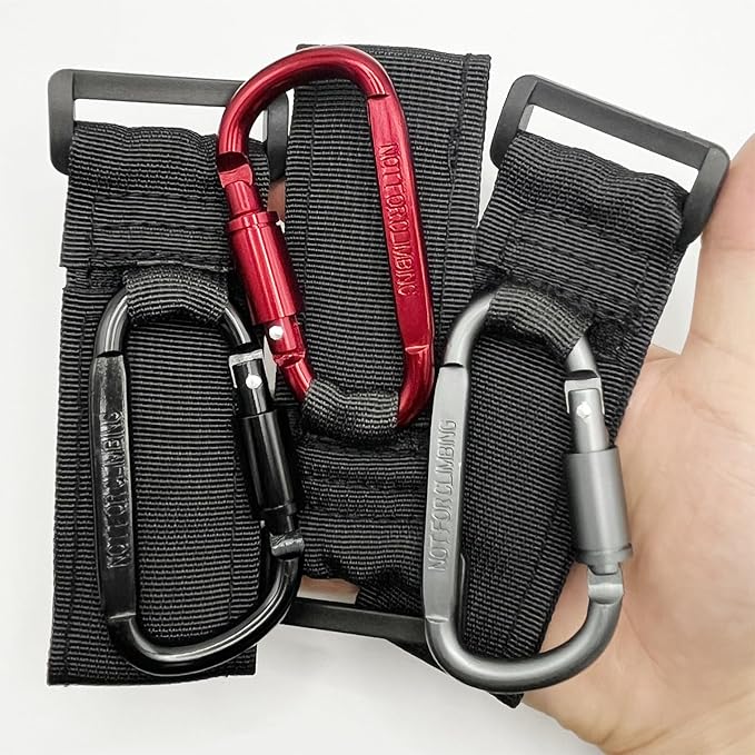 Baby Stroller Hook, Carry 30 lbs per Stroller Carabiner Clip, Adjustable Baby Stroller & Car Seat Hook for Hanging Diaper Bag, Wheelchair, Golf cart, Shopping and Pet Cart(2 Pcs Black)-CubbioJoy