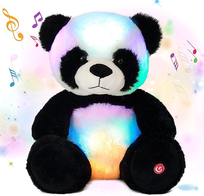 Cuteoy Glowing LED Panda Light-up Nightlight Toys Musical Plush Stuffed Animal Soft Singing Lullabies Birthday Christmas Plushies Gifts for Kids Boys Girls,10"-CubbioJoy