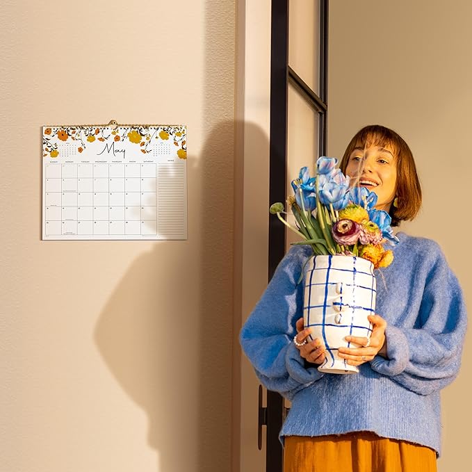 2025-2026 Calendar, Cabbrix Wall Calendar 2025, 18 Months Calendar Runs From July 2025 - December 2026, 15" x 12", Twin-Wire Binding, Hanging Hook, Floral Design-CubbioJoy