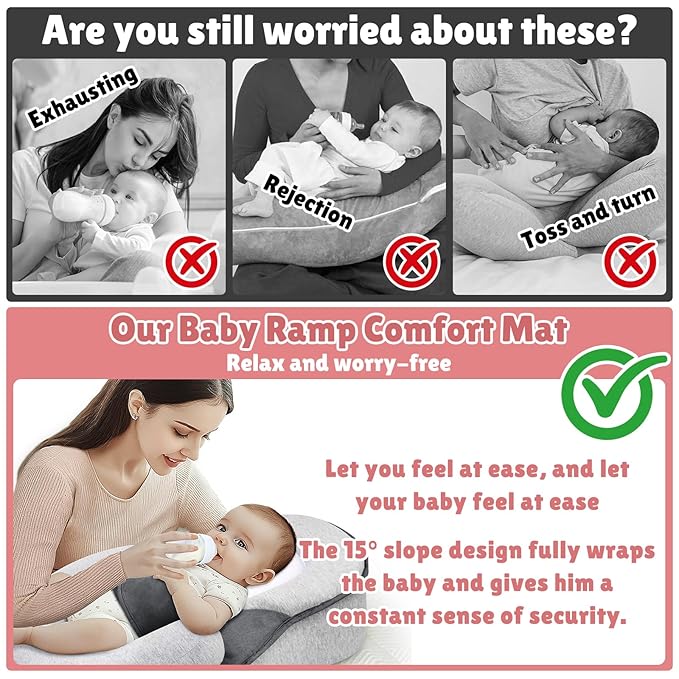 Baby Wedge Pillow for Infant with Safety Strap, Reflux Baby Pillow, Relief & Spit-Up Prevention, Removable Cover for Breastfeeding, Bottle Feeding-CubbioJoy