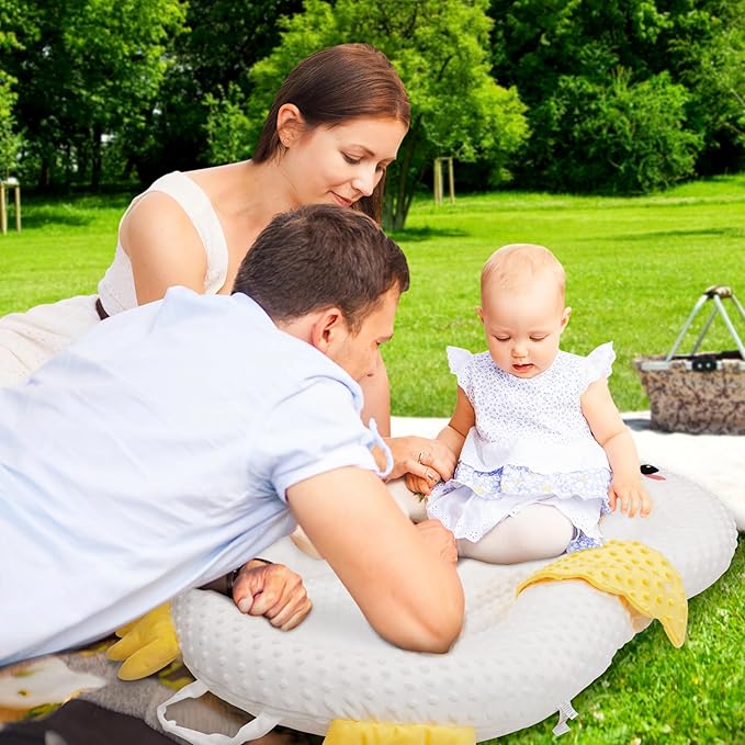 Baby Lounger for Newborn & Infant – Duckling Delight | Soft 100% Cotton Cover, Lightweight, Washable, Portable Infant Support Cushion by Sprinta-CubbioJoy