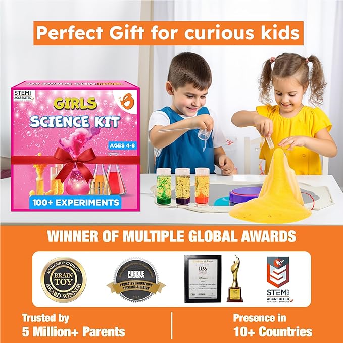 Butterfly EduFields 100+ Girls Science Kit for Kids Ages 4 5 6 7 8 | Girls in STEM & Science Experiments | Educational Gift Ideas for 4 5 6 7 8 Year Old Girl | STEM Projects, Fun Learning-CubbioJoy