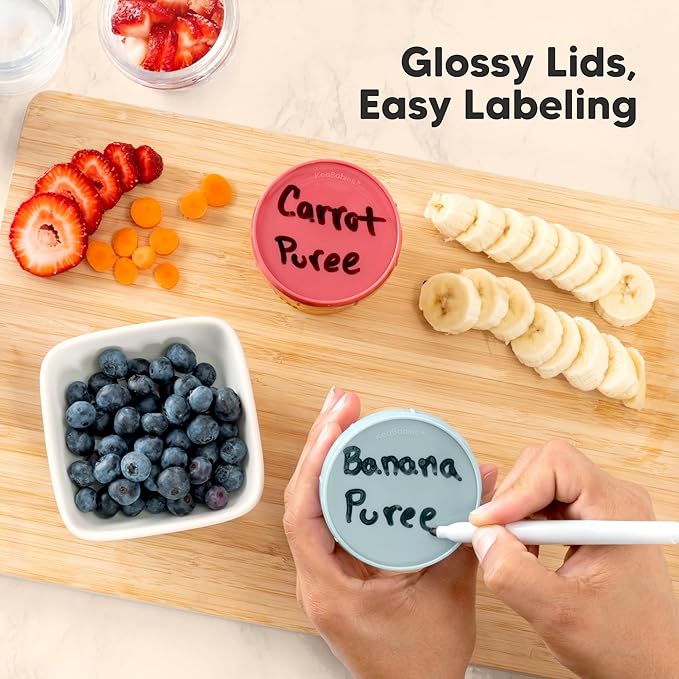 KeaBabies 4pk 8oz Glass Baby Food Containers with Lids - Leak-Proof, Microwavable Small Glass Jars, Baby Purees & Toddler Snack Storage Containers, BPA-Free, Dishwasher & Freezer Safe (Slate)-CubbioJoy