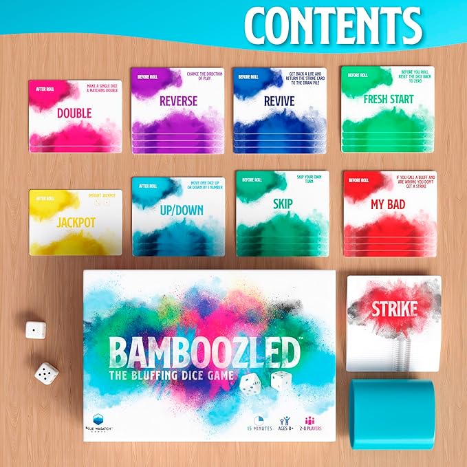 Bamboozled - A Hilariously Fun Bluffing Dice & Card Game. Family-Friendly Party Game for Kids, Teens & Adults. Fast and Easy to Learn-CubbioJoy