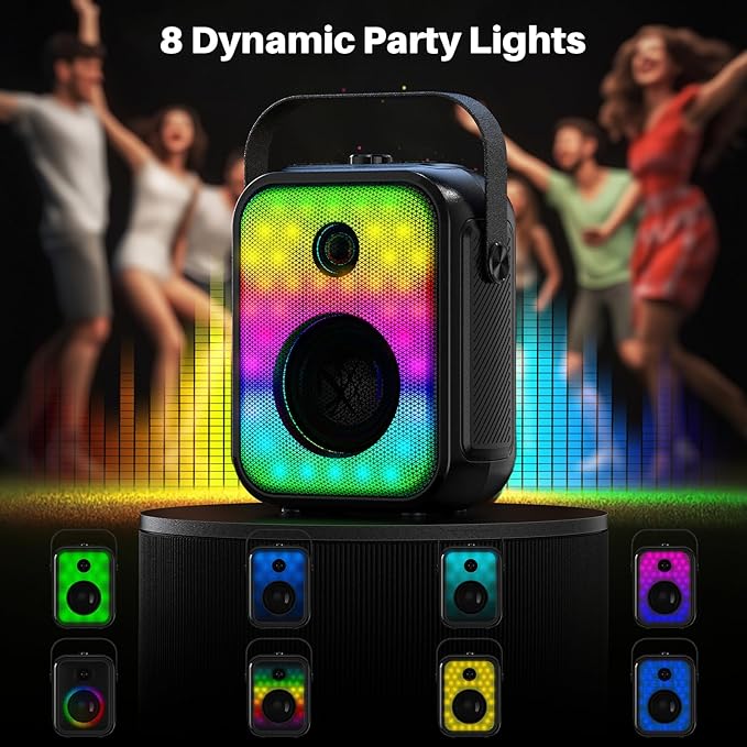 Karaoke Machine, Portable Bluetooth Speaker with 2 Wireless Karaoke Microphones, Karaoke Machine for Adults Kids with Subwoofer, LED Light Support TWS/FM/USB/AUX for Home Party Outdoor-CubbioJoy
