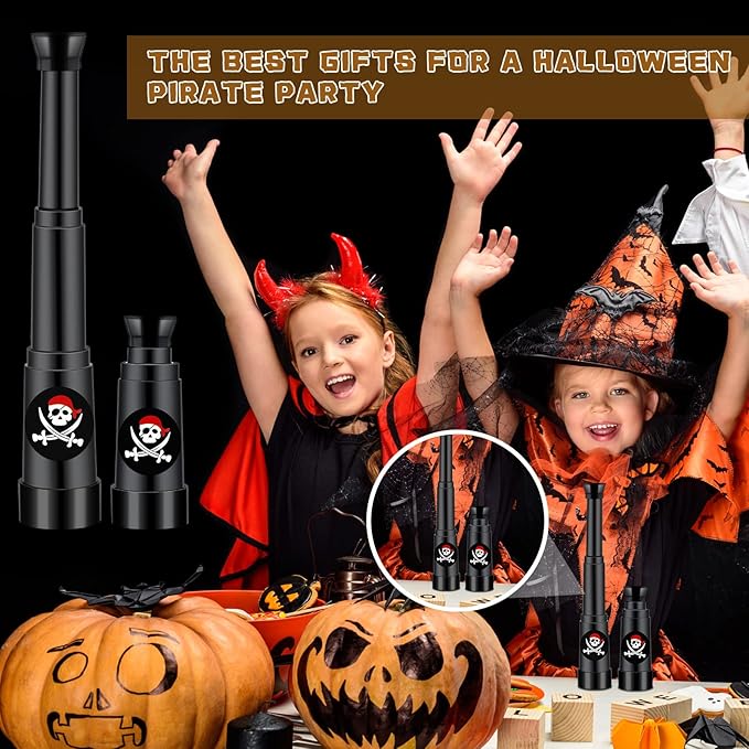 50 Pcs Halloween Pirate Telescope Bulk Pirate Party Favors Mini Plastic Monocular Telescope Toddler Spyglass Toy for Treasure Pretend Cosplay Birthday Party Black 2.6" to 5.5"-CubbioJoy