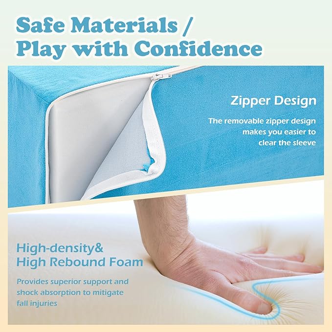 6 Pieces Climbing Toys for Toddlers, Climb & Crawl Soft Foam Block Activity Play Set, Foam Play Gym Climbing Blocks, Toddler Climbing Toy Indoor, Soft Foam Toys for Kids Crawling and Sliding-CubbioJoy